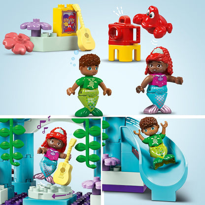 LEGO DUPLO | Palácio subaquático mágico da Disney Ariel, brinquedo de construção da pequena sereia para crianças, meninas e meninos com mais de 2 anos, conjunto de castelo com figuras, brinquedos educativos de aprendizagem, ideia de presente 10435