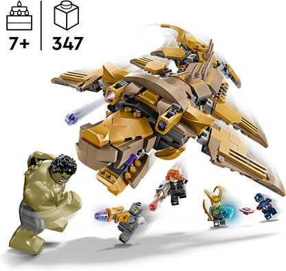 LEGO Marvel Os Vingadores vs. O Leviatã, brinquedo infantil montável, figura do Hulk e minifiguras do Capitão América, Loki, Viúva Negra e Chitauri, para meninos e meninas de 7 anos ou mais 76290