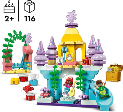 LEGO DUPLO | Palácio subaquático mágico da Disney Ariel, brinquedo de construção da pequena sereia para crianças, meninas e meninos com mais de 2 anos, conjunto de castelo com figuras, brinquedos educativos de aprendizagem, ideia de presente 10435