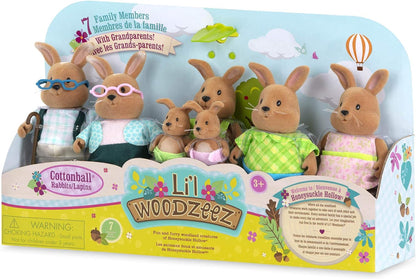 Li'l Woodzeez WZ6711Z Battat Li’l Woodzeez – Família de coelhos Cottonball com avós – Conjunto de 7 peças com estatuetas em miniatura – Brinquedos e acessórios de animais para crianças a partir de 3 anos