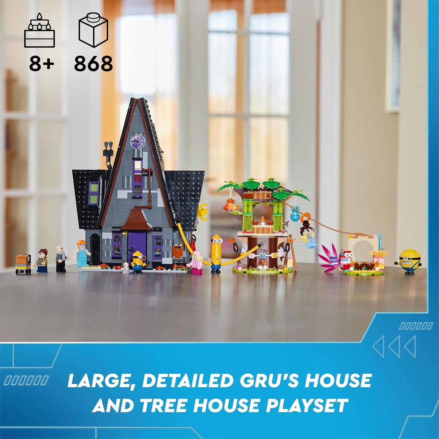 LEGO Despicable Me Minions e Gru's Family Mansion, Toy House Movie Set para meninos e meninas de 8 anos ou mais que amam brincadeiras independentes, inclui 6 minifiguras e 3 figuras edificáveis, ideia de presente 75583