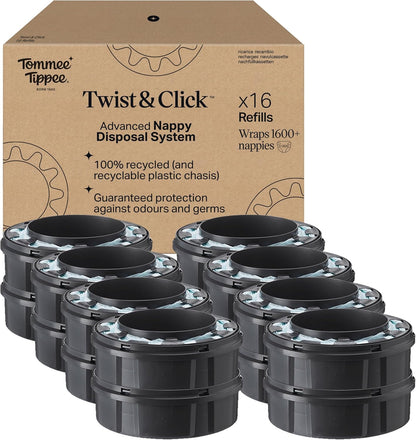 Tommee Tippee Twist and Click Advanced Nappy Bin Cassetes de recarga originais, recarga fácil e ótimo valor