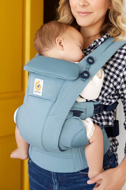 Ergobaby Mochila Porta Bebé Omni Dream para recién nacidos desde el nacimiento hasta 20,4 kg, 4 posiciones con algodón SoftTouch, posición ergonómica para llevar al bebé delante y detrás, azul pizarra