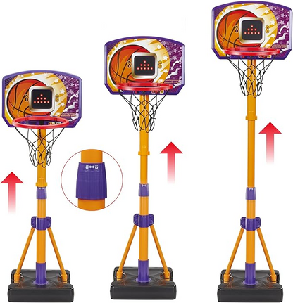 VTech Soporte de Baloncesto para Contar Aros, Soporte de Baloncesto Ajustable con Tablero Electrónico y Pantalla LED, 3 Juegos, Efectos de Sonido y Espectáculo de Luces, Juguete para Niños de 3, 4, 5+ Años, Versión en Inglés