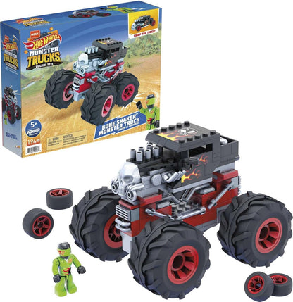 Mega Construx MEGA Hot Wheels Bone Shaker Building Set with micro figure driver, rolling wheels and authentic features, toy gift set for ages 5 and up