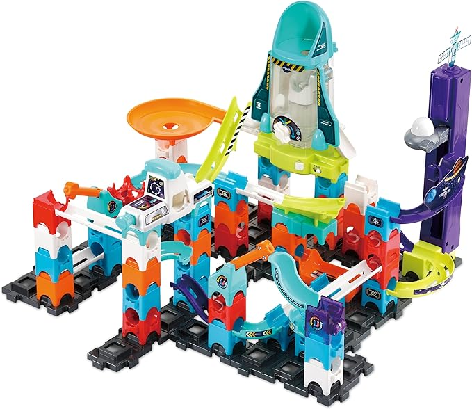 VTech Marble Rush Magentic Dino Adventure, Set de Construcción para Niños, 10 Canicas y 100 Piezas de Construcción, Juguete de Construcción, Dinosaur Marble Rush con Efectos de Luz y Sonido para 4, 5, 6 años + Versión en Inglés