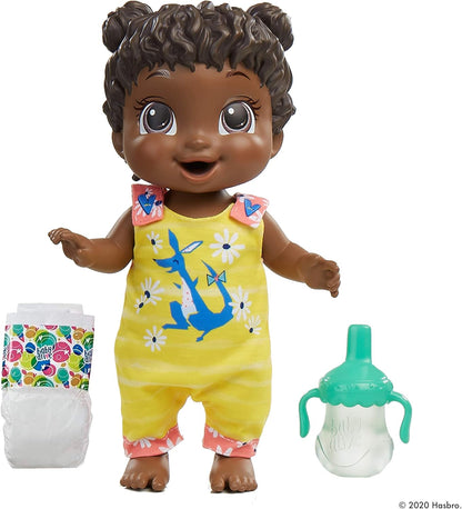 Baby Alive Baby Gotta Bounce Boneca, roupa de canguru, salta com mais de 25 efeitos sonoros e risadinhas, bebe e molha, brinquedo de cabelo preto para crianças a partir de 3 anos