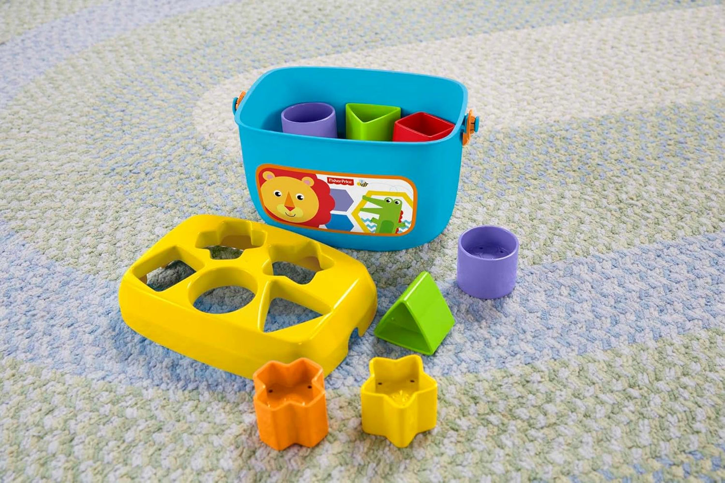 Fisher-Price Conjunto de 10 blocos de brinquedo empilhável para bebês, primeiros blocos, para brincadeiras de classificação para bebês de 6 meses ou mais, FFC84