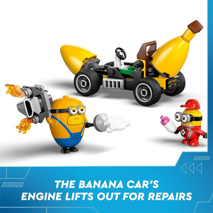 LEGO Despicable Me Minions e Banana Car Toy, cenário de filme para crianças de 6 anos ou mais, meninos e meninas, divertido conjunto de brinquedos para veículos pequenos, presente para fãs de construção criativa 75580