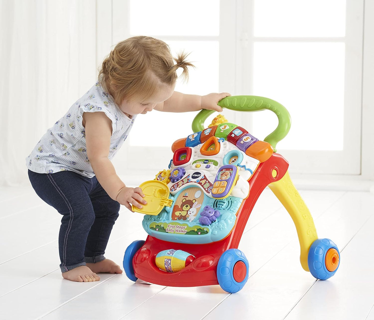 VTech First Steps Baby Walker | Brinquedo de bebê Push Along Walker com formas, sons, música, frases, brincadeira de faz de conta e muito mais | Adequado para bebês de 6 a 30 meses, meninos e meninas