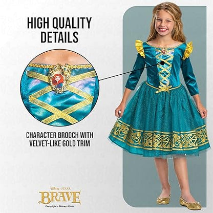 DISGUISE Fantasia oficial de luxo Merida da Disney para crianças, vestido de princesa para crianças tamanho S