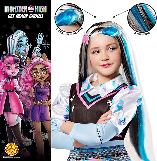 Rubie's Official Girls Standard Monster High Frankie Stein Peruca infantil, acessório de vestido extravagante infantil multicor tamanho único