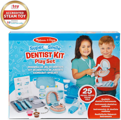 Melissa & Doug Kit de dentista Super Smile para crianças Brinquedos de dramatização para meninas de 3 anos ou mais Brinquedos educativos para meninos de 3 anos Montessori Brinquedos infantis Idade 3,8,89 x 27,18 x 34,29 centímetros