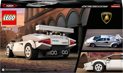 LEGO Speed Champions Lamborghini Countach, réplica de modelo de brinquedo de carro de corrida, conjunto de construção colecionável com minifigura de piloto de corrida 76908