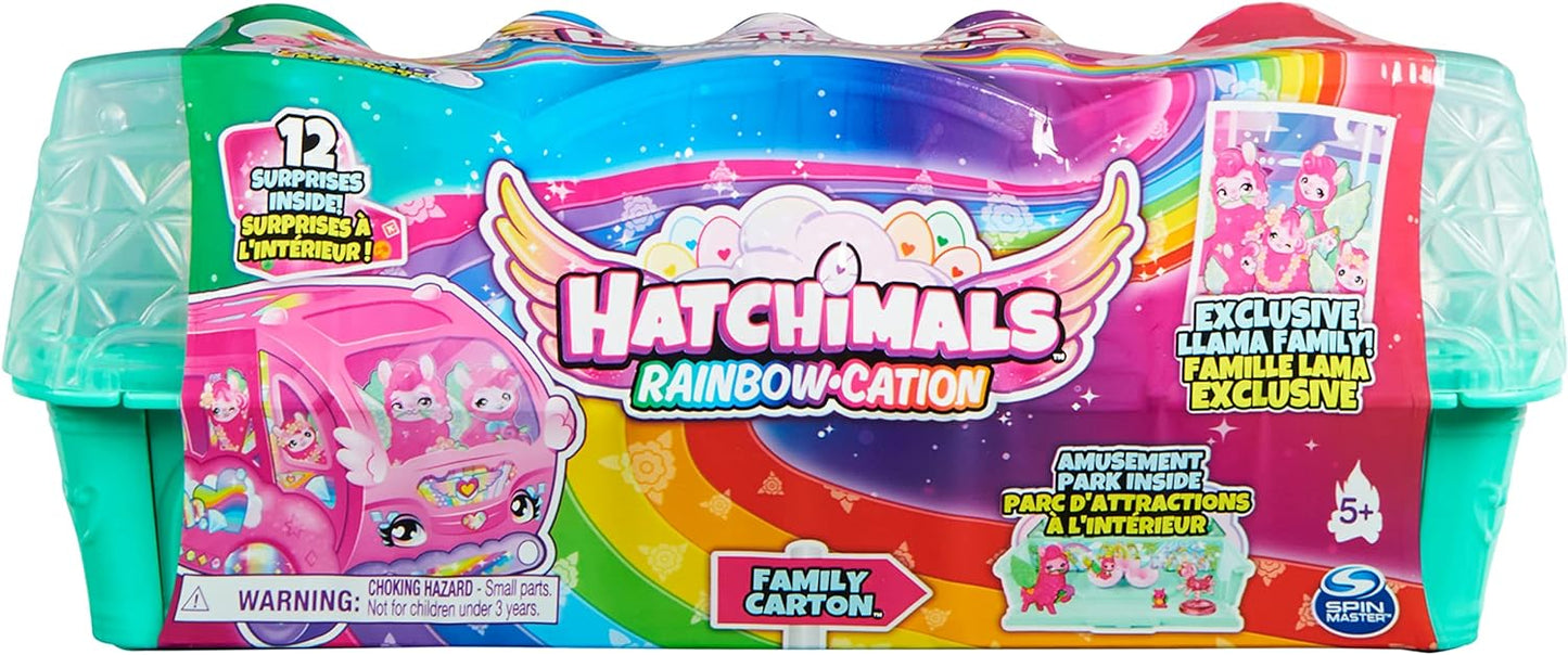 HATCHIMALS CollEGGtibles, caixa familiar de lhama arco-íris com conjunto surpresa, 10 personagens, 2 acessórios, brinquedos infantis para meninas de 5 anos ou mais