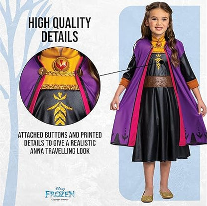 DISGUISE  Vestido clássico oficial da Disney Anna Frozen Travelling, Frozen Anna Costume Kids Dress up para meninas, aniversário, Natal, Halloween, fantasia para crianças