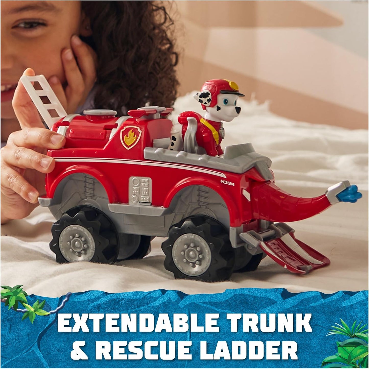 Paw Patrol Jungle Pups, veículo elefante de luxo de Marshall, caminhão de brinquedo com boneco de ação colecionável, brinquedos infantis para meninos e meninas de 3 anos ou mais