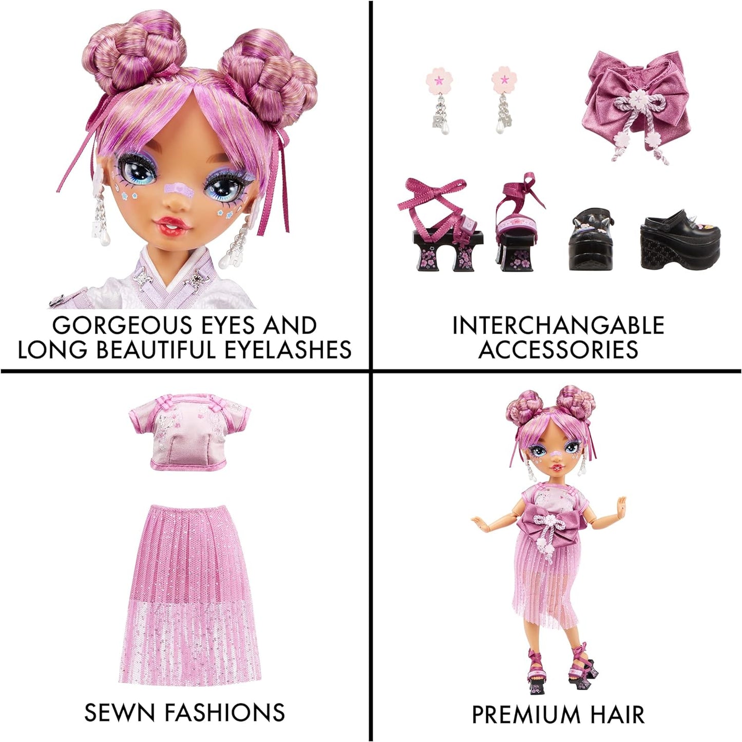 Rainbow High LILA YAMAMOTO – Boneca fashion roxa malva inclui 2 roupas de grife Mix & Match com acessórios – para crianças de 6 a 12 anos e colecionadores