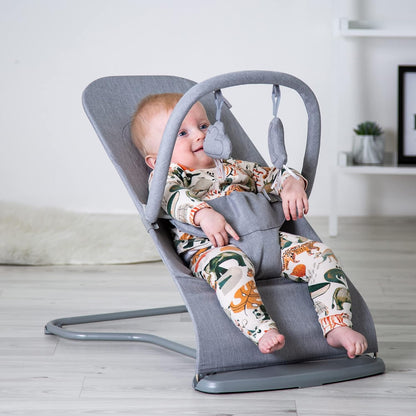 Red Kite  Baya Bouncer - Balanço ergonômico auto-saltitante ajustável para bebês com barra de brinquedos (cinza-pomba)