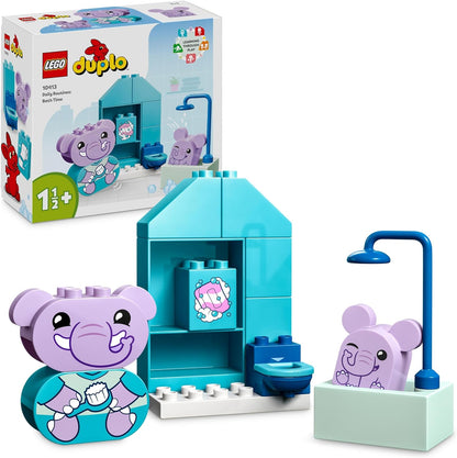 LEGO DUPLO Minhas primeiras rotinas diárias: conjunto de brincadeiras para a hora do banho, brinquedos de aprendizagem para crianças para meninas e meninos de 18 meses ou mais, com 2 figuras de animais de brinquedo