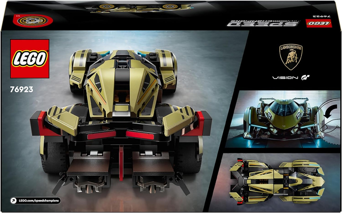 LEGO Speed Champions Lamborghini Lambo V12 Vision GT Super Car Toy para meninos e meninas de 10 anos ou mais, conjunto de modelo de veículo edificável, decoração de quarto infantil, ideia de presente de aniversário 76923