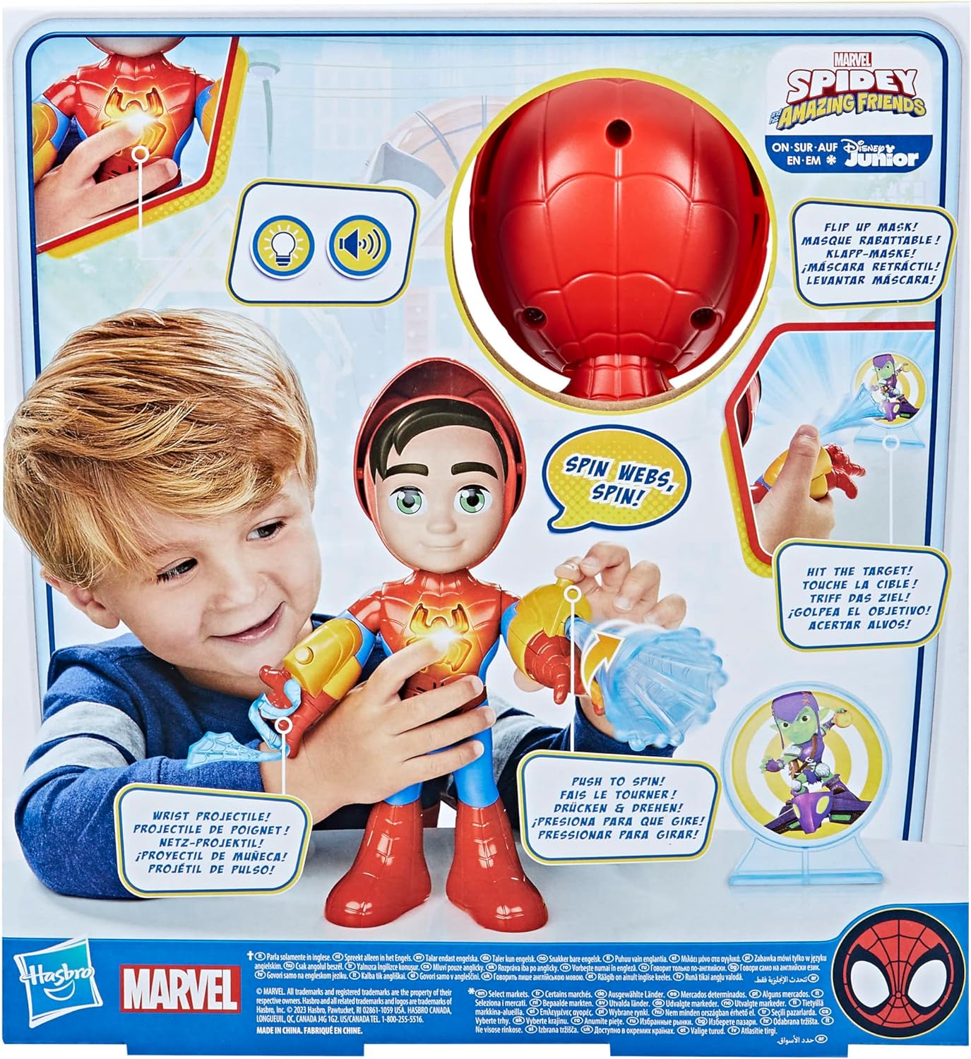 SPIDEY AND HIS AMAZING FRIENDS Marvel Electronic Suit Up Spidey, boneco de ação de 10 polegadas, brinquedos pré-escolares para crianças de 3 anos ou mais