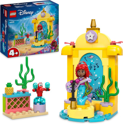 LEGO ǀ Palco musical da princesa Ariel da Disney, brinquedo montável para crianças, com personagem miniboneca e figura de animal Sebastian, ideia divertida de presente para fãs de programas de TV, meninas e meninos com mais de 4 anos 43235