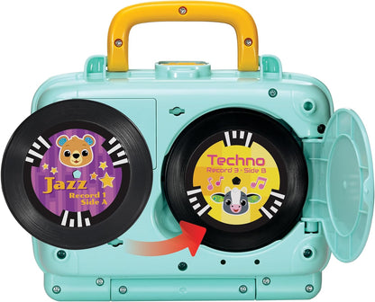 VTech Baby My 1st Record Player, toca-discos de brinquedo com música jazz, pop, techno, country e hip hop com frases divertidas e animais, presente para bebês de 12, 18, 24 meses ou mais, versão em inglês