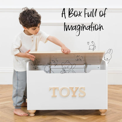 Le Toy Van - Caixa de brinquedos infantis - Caixa de armazenamento para brinquedos infantis Caixa de brinquedos de madeira branca - Caixa de madeira - Caixa de armazenamento com tampa