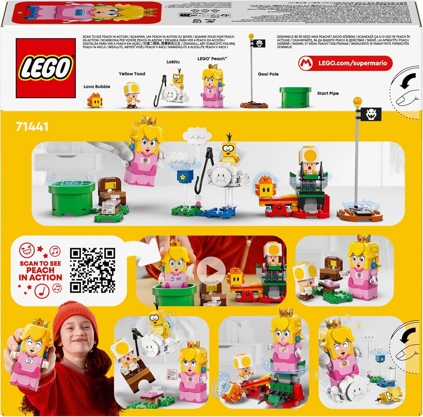 LEGO Super Mario Adventures con melocotón interactivo, juego de juguetes de princesa para niños, figura de rana amarilla, regalo de Nintendo para niñas, niños y jugadores de 6 años en adelante,