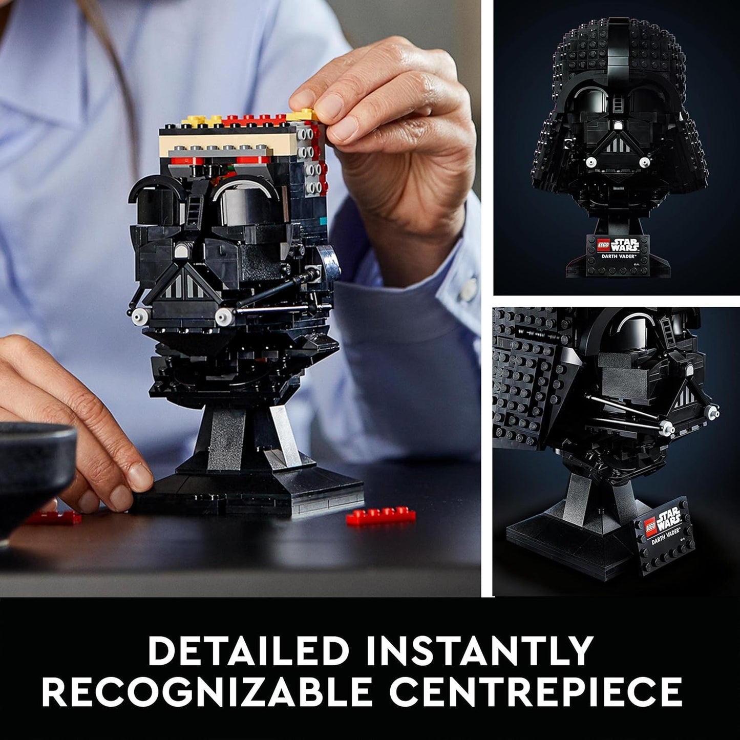 LEGO Conjunto de capacete Star Wars Darth Vader, kit de modelo de exibição de máscara para adultos construirem, ideia de presente para homens, mulheres, ele ou ela, modelo colecionável de decoração de casa 75304