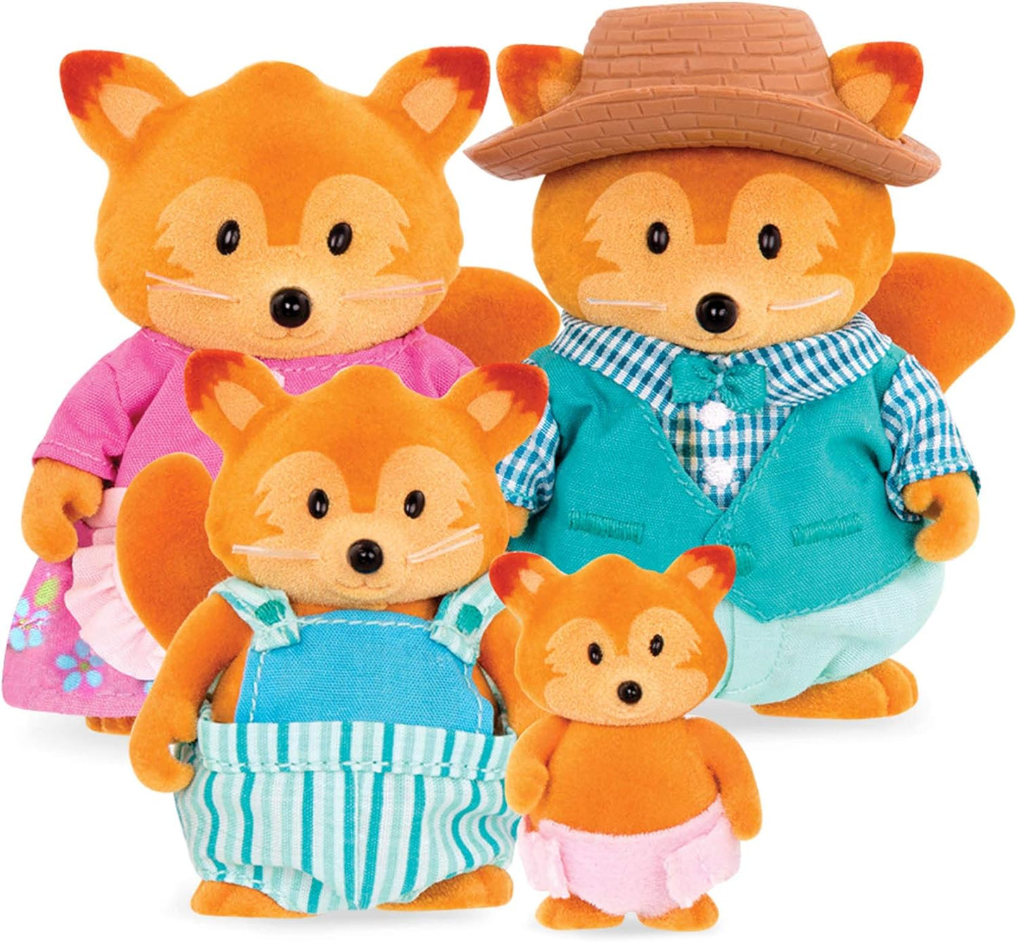 Li'l Woodzeez  6483 Acces Battat Li’l Woodzeez – Família Tippytail Fox – Conjunto de 5 peças com estatuetas em miniatura e livro de histórias – Brinquedos e acessórios de animais para crianças a partir de 3 anos