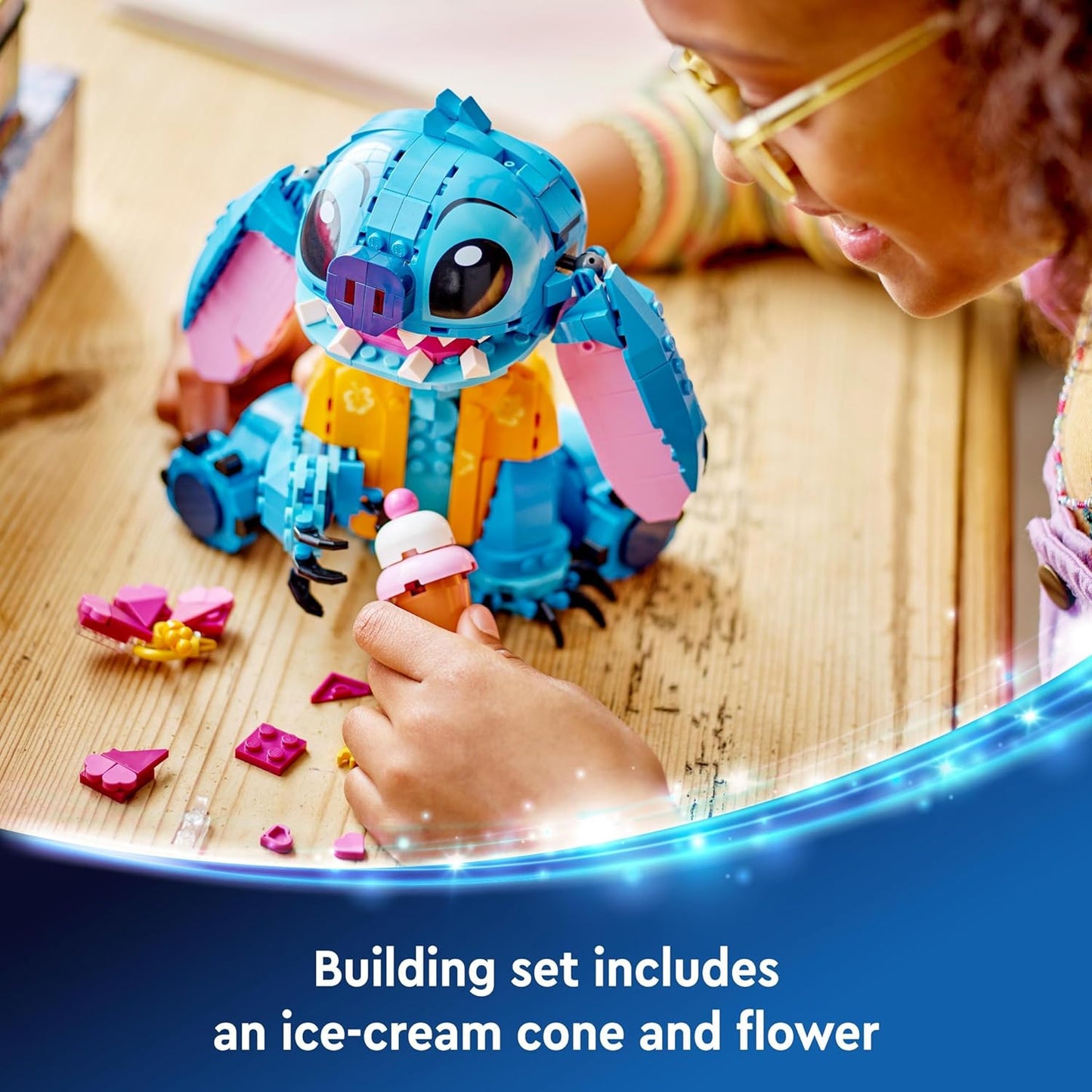 LEGO | Brinquedo de construção Disney Stitch para crianças, meninas e meninos de mais de 9 anos, conjunto de brinquedos com casquinha de sorvete e figura de personagem, presente de aniversário divertido 43249