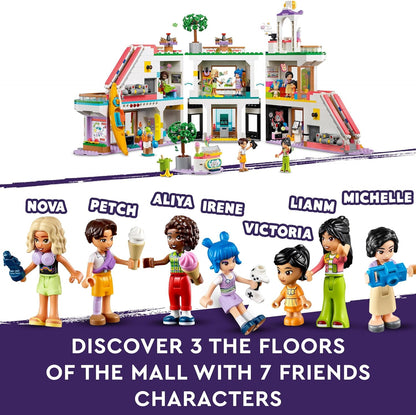 LEGO Friends Heartlake City Shopping Mall com 5 lojas de brinquedos para meninas, meninos e crianças a partir de 8 anos, brinquedos de dramatização, apresenta 7 personagens de minibonecas, ideia de presente de aniversário 42604