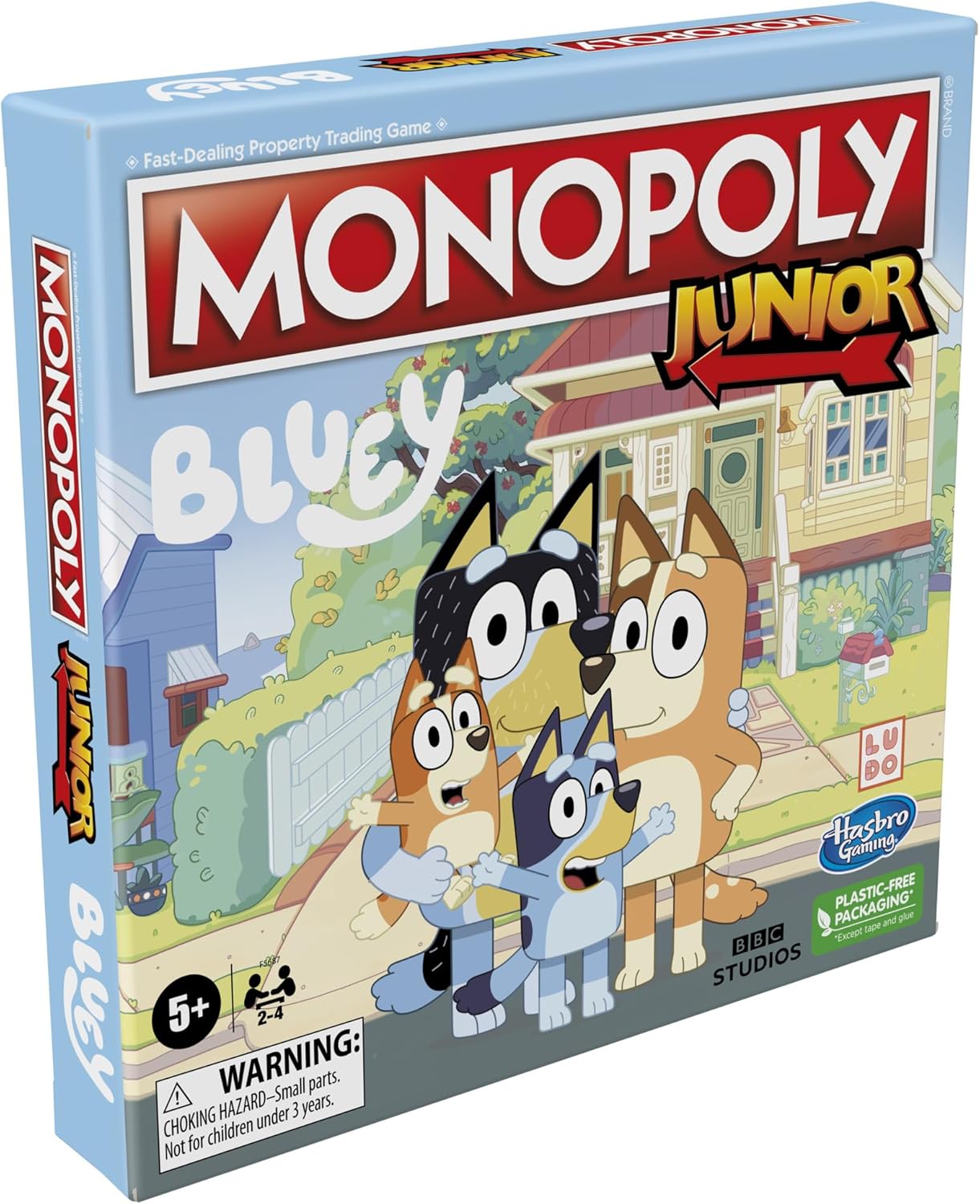 Monopoly Hasbro Gaming Monopoly Junior: Jogo de tabuleiro Bluey Edition para crianças de 5 anos ou mais, jogue como Bluey, Bingo, mamãe e papai, apresenta arte da série animada (exclusivo da Amazon)