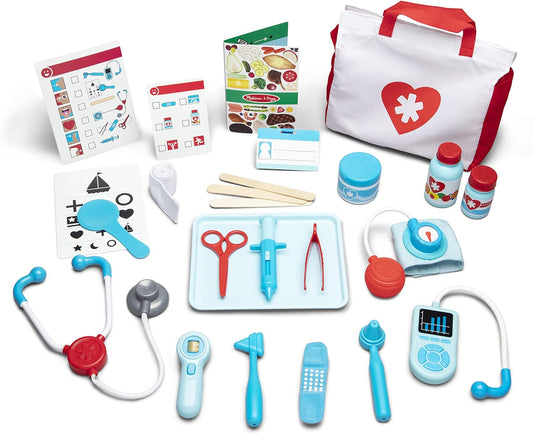 Melissa & Doug Conjunto de médicos para crianças, brinquedos educativos para meninas ou meninos de 3 anos ou mais, kit de médicos infantis para crianças, conjunto de médicos para presentes de meninas de 3 anos