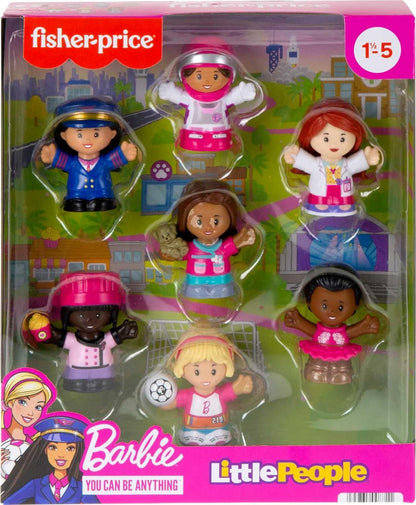 Fisher-Price Little People Barbie Brinquedos para crianças, você pode ser qualquer coisa, pacote de figuras, 7 personagens para brincar de fingir, maiores de 18 meses, HCF58