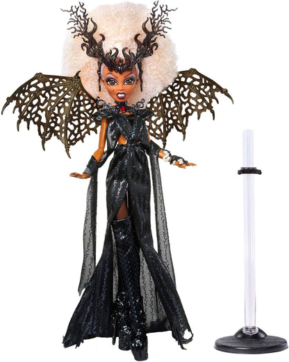 Monster High Boneca RuPaul, Dragon Queen versão colecionável da UE com vestido preto brilhante, botas de cano alto, asas e embalagem premium