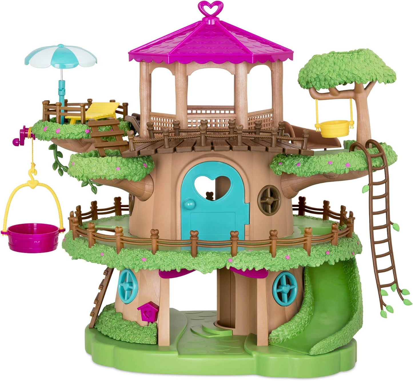 Li'l Woodzeez WZ6707C1Z P Li’l Woodzeez – Conjunto de brinquedos familiares de 22 peças com casa na árvore, elevador de manivela e acessórios – Casas em miniatura e conjuntos de jogos para crianças de 3 anos ou mais