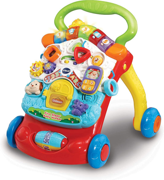 VTech First Steps Baby Walker | Brinquedo de bebê Push Along Walker com formas, sons, música, frases, brincadeira de faz de conta e muito mais | Adequado para bebês de 6 a 30 meses, meninos e meninas