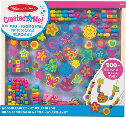 Melissa & Doug Kit para fazer colar buquê de miçangas | Contas de madeira para joias, artes e artesanato, crianças de 6 anos, pulseira da amizade, meninas ou meninos, presentes de 5 anos