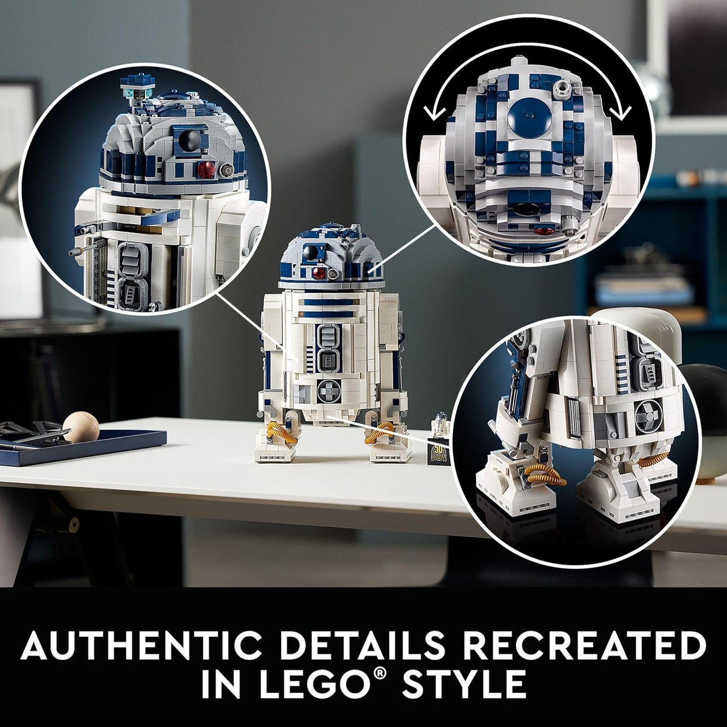 LEGO Conjunto de construção Droid Star Wars R2-D2 para adultos, modelo de exibição colecionável com sabre de luz de Luke Skywalker, presente para o dia dos pais, presente para homens, mulheres, pai ou mãe 75308