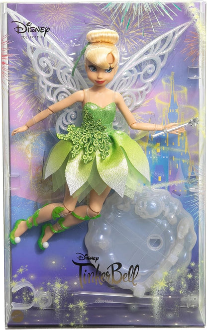 Mattel Boneca Tinker Bell colecionadora da Disney com asas para comemorar os 100 anos de maravilhas da Disney, inspirada no filme da Disney, presentes para crianças e colecionadores