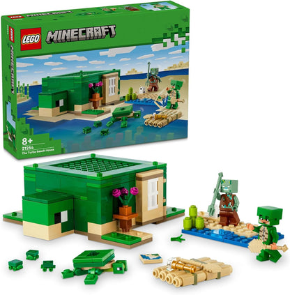 LEGO Brinquedo de cuidado de animais Minecraft The Turtle Beach House para crianças, meninas e meninos com mais de 8 anos de idade, conjunto de construção com personagens e figuras do jogo, presente para jogadores 21254