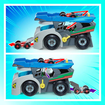 PJ Masks Power Heroes Hero Hauler Truck Playset com 2 carros de brinquedo de super-heróis Duo Racer, brinquedos pré-escolares para meninos e meninas