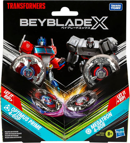 Beyblade X Transformers Collab Optimus Prime 4-60P vs. Megatron 4-80B Conjunto Multipack