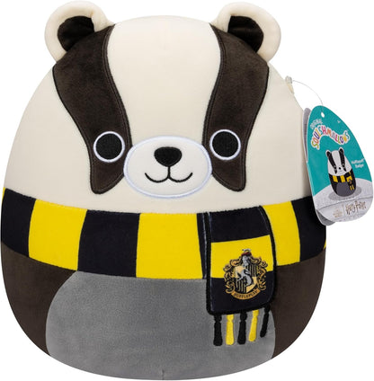 Squishmallows Original 10 polegadas Harry Potter Hufflepuff Badger pelúcia de tamanho médio, preto