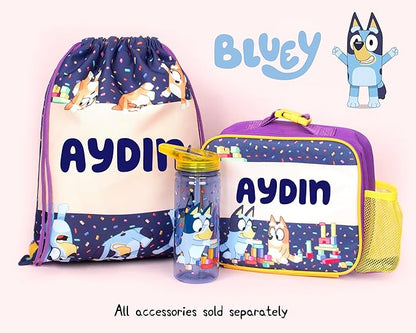 Bluey Bolsa con cordón personalizada para niños Bolsa de educación física - Bolsa escolar para niños - Regalo personalizado para niños y niñas - Bolsa de natación para niños Púrpura