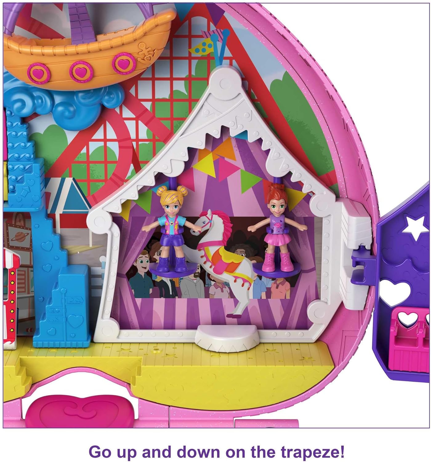 Polly Pocket Mochila Theme Park compacta com 2 bonecas, acessórios e diversas atividades