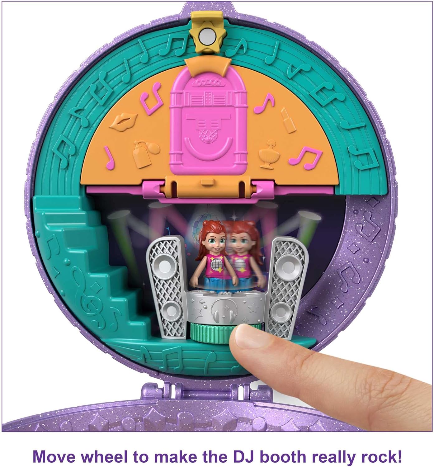 Polly Pocket Bonecas e acessórios, compacto com 2 micro bonecas, 15 peças de brinquedo e 1 peça fashion, patinação dupla, HCG24